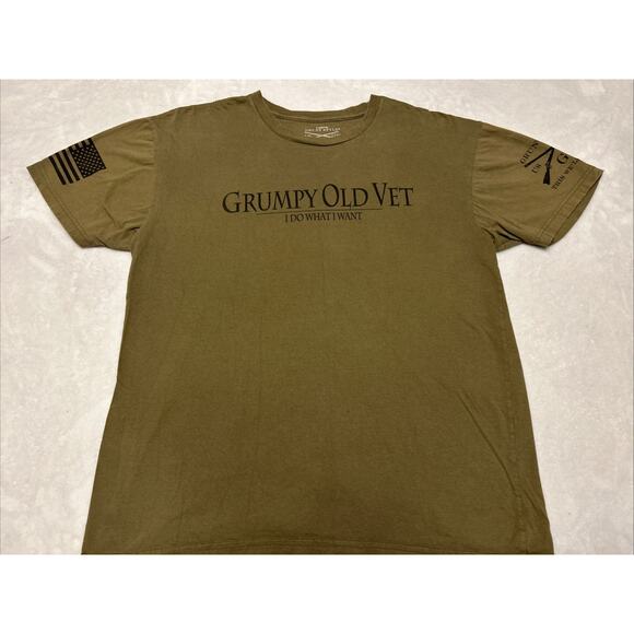 Grunt Style T Shirt Men’s Large Grumpy Old Vet I Do What I Want Army Green - Picture 1 of 8